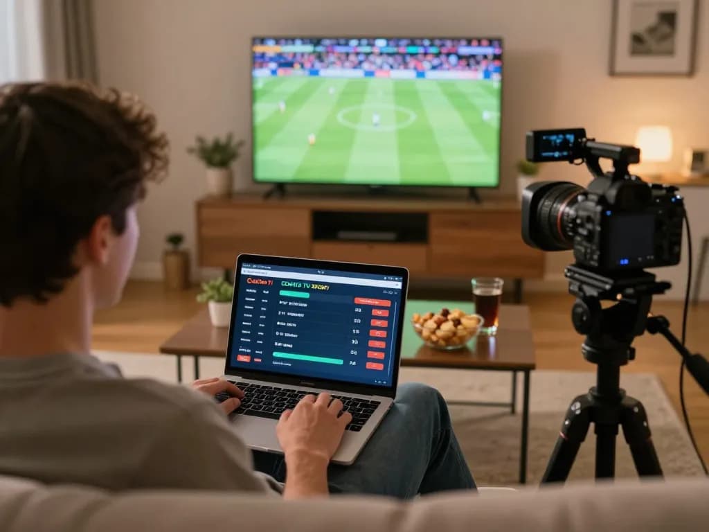 Cakhia TV user placing bets during a live football match on a home gaming setup