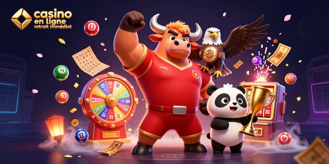 Participez à l'excitation du casino en ligne retrait immédiat avec des personnages emblématiques et des éléments de jeu vibrants.