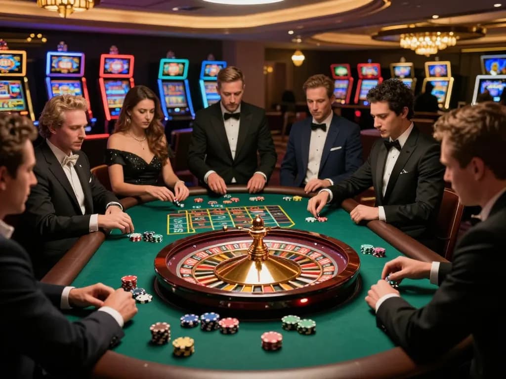 Players engaging in an exciting nohu roulette game at an upscale casino