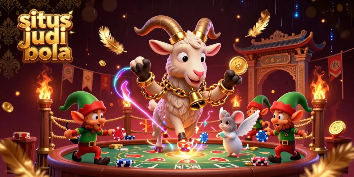Engage in thrilling situs judi bola action with festive characters stealing poker chips in a dynamic casino scene.