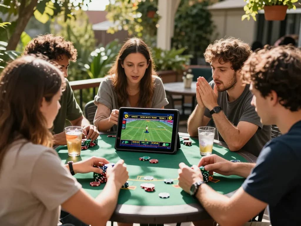 Engaging gaming experience with friends using a betting app, showcasing Canada online casinos reddit insights.