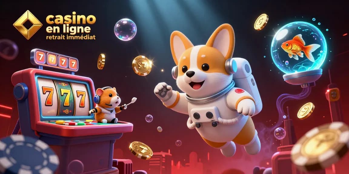 Profitez de l'excitation des jeux avec le casino en ligne retrait immédiat et des animations accrocheuses avec un corgi astronaute.