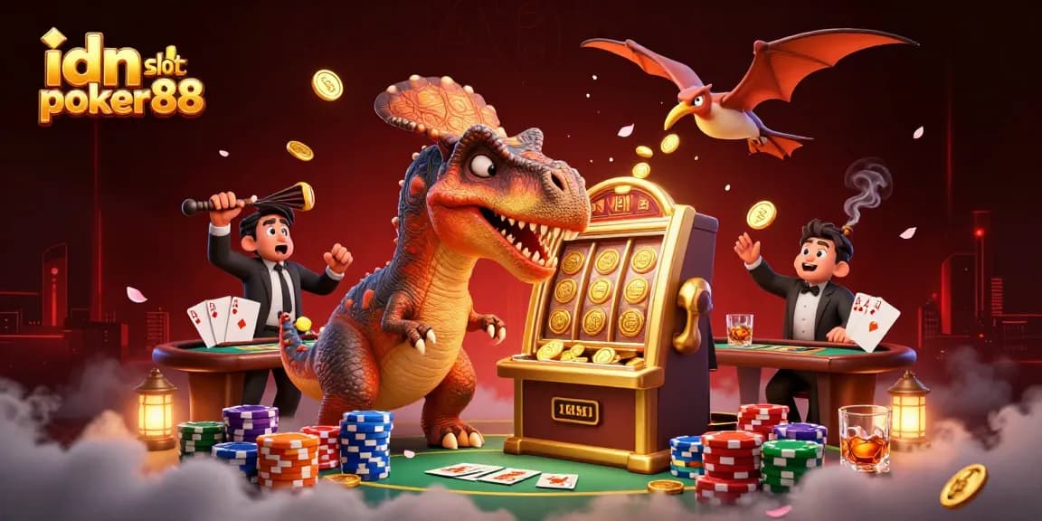Experience idn slot poker88 thrills with a dinosaur jackpot spectacle in 3D casino chaos.