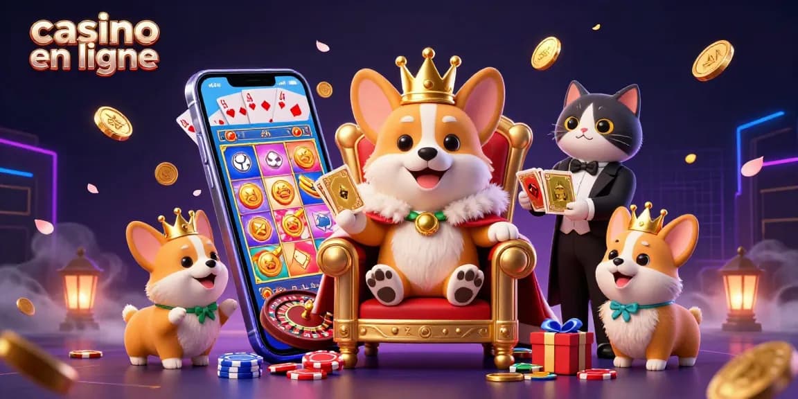 Profitez du casino en ligne retrait immédiat avec un corgi royal entouré de jeux captivants et de richesses.