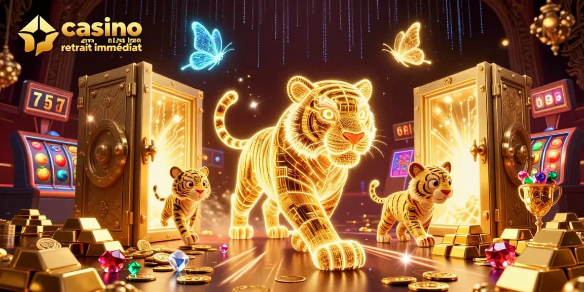 Vivez l'excitation du casino en ligne retrait immédiat avec un tigre doré et des richesses scintillantes.