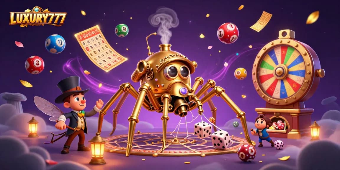 LUXURY777 menang di lotere dengan bola berwarna-warni dan kemewahan kasino.
