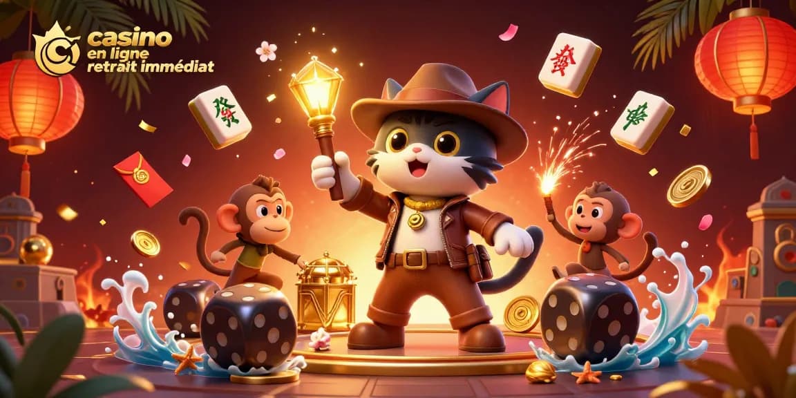 Découvrez un casino en ligne avec retrait immédiat, mettant en scène un chat explorateur découvrant un artefact doré.