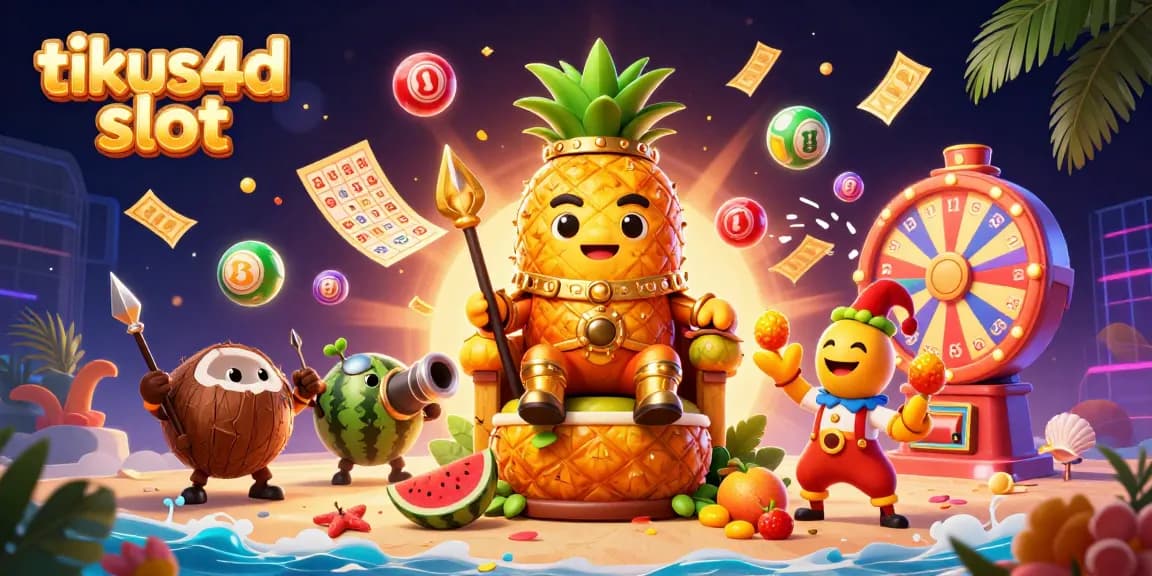 Experience the excitement of tikus4d slot with vivid lottery balls and jackpot symbols enhancing the casino scene.