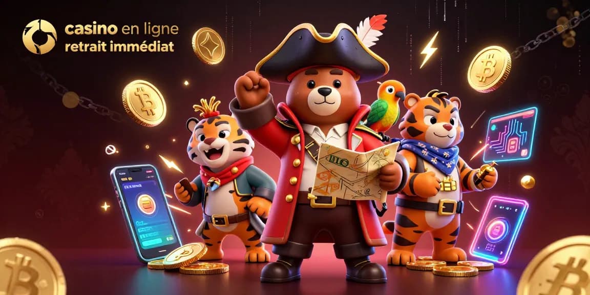 Vivez l'excitation du casino en ligne retrait immédiat avec notre illustration riche en détails et personnages colorés!