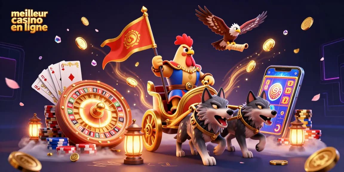 Découvrez le meilleur casino en ligne à travers une illustration captivante d’une guerre en chariot doré.
