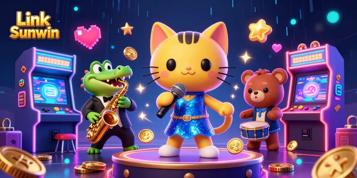 Play exciting games at Link Sunwin with vibrant characters in a colorful casino scene.