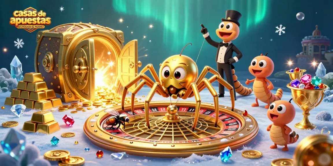 Casas de apuestas sin licencia en España, un entorno ilustrativo en un casino 3D vibrante.