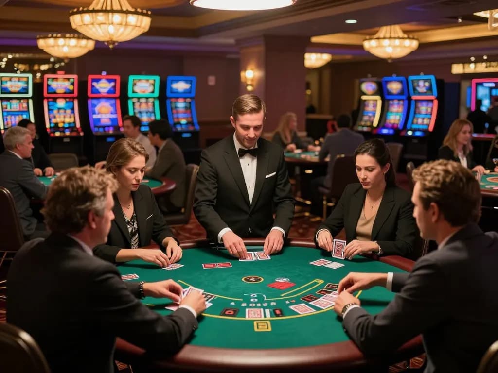 nk88 players engaged in strategic blackjack action at a luxurious casino