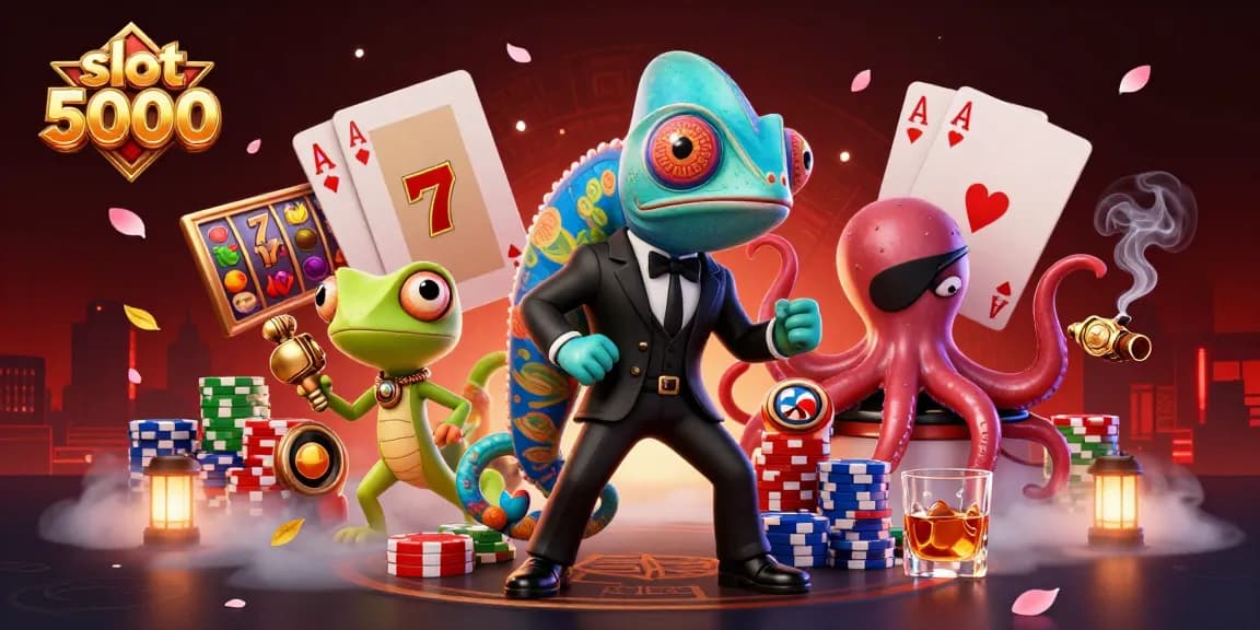 Experience the thrill of slot 5000 with colorful reels and exciting gameplay in this dynamic illustration.