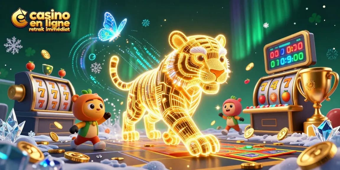 Découvrez le casino en ligne retrait immédiat avec un tigre doré et des éléments de jeu éblouissants.