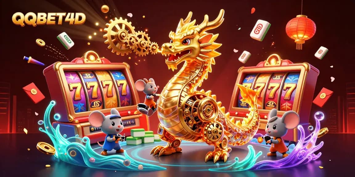Permainan slot online dengan QQBET4D dan elemen taman yang penuh warna.