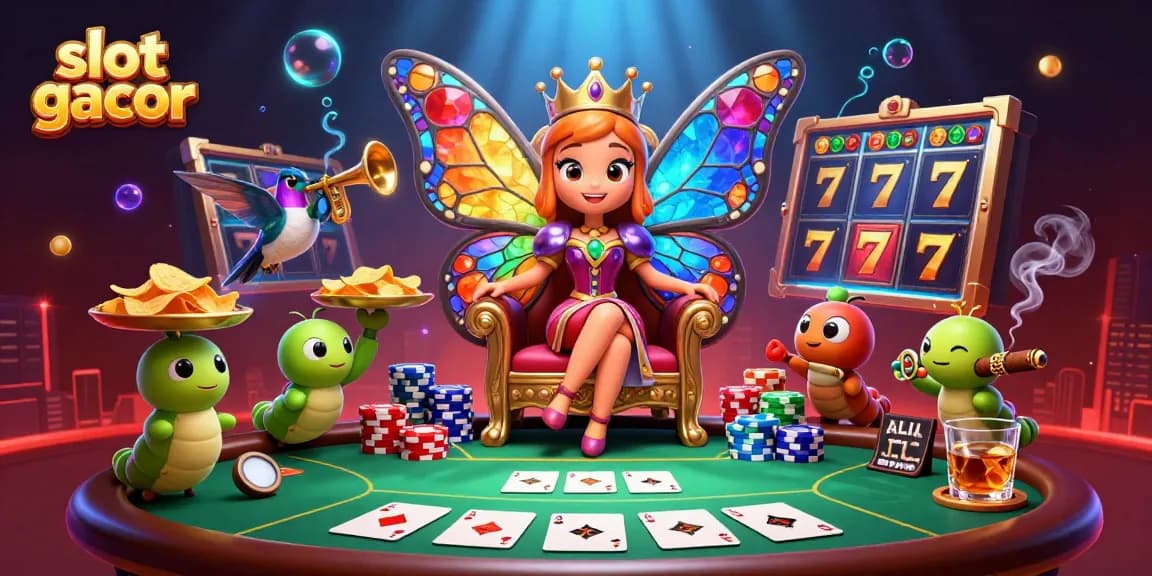 Engage in slot gacor thrills with vibrant 3D characters in an exciting casino scene.