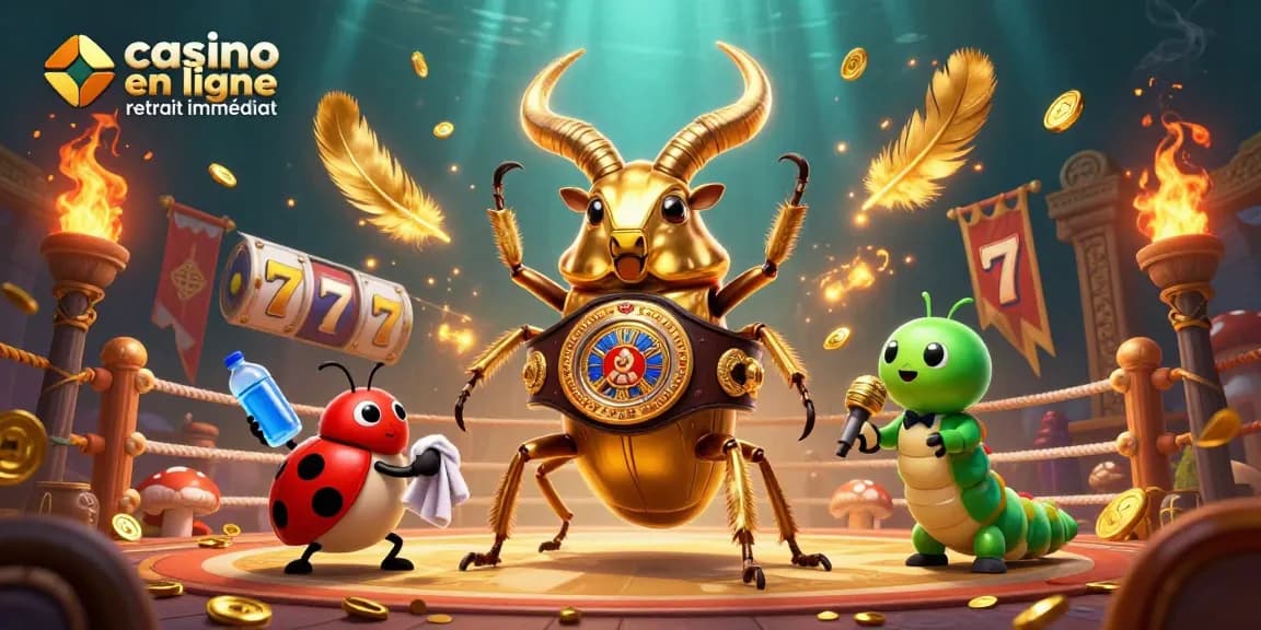 Machines à sous et gains immédiats au casino en ligne retrait immédiat illustrés par un combat dynamique.