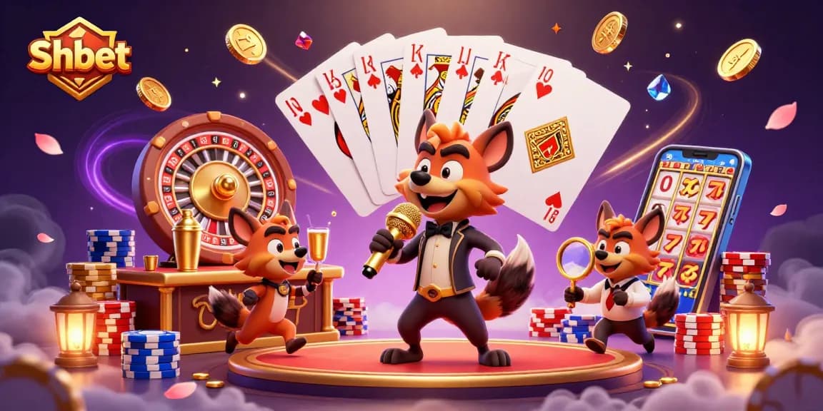Shbet offers a vibrant casino experience with hyena characters engaged in gaming activities, creating an entertaining atmosphere.