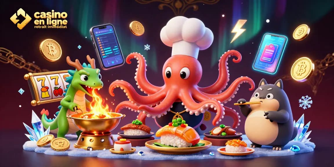 Gagnez avec casino en ligne retrait immédiat grâce à une scène colorée de jeux de casino animé.