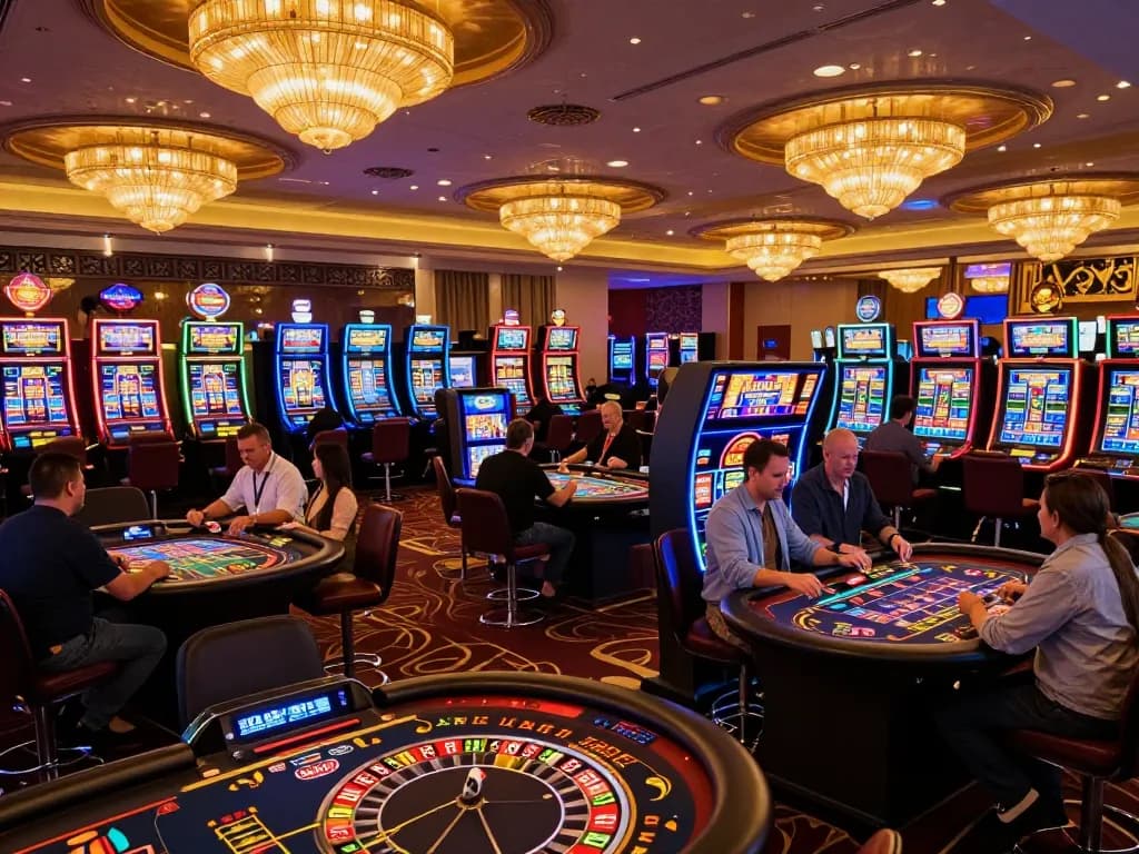 Casinò stranieri che accettano italiani featuring players engaged in exciting roulette gameplay amidst a lively casino atmosphere