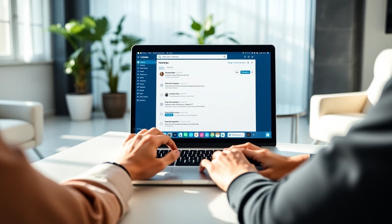 Utilize a linkedin email finder tool in a professional setting to discover business contacts.