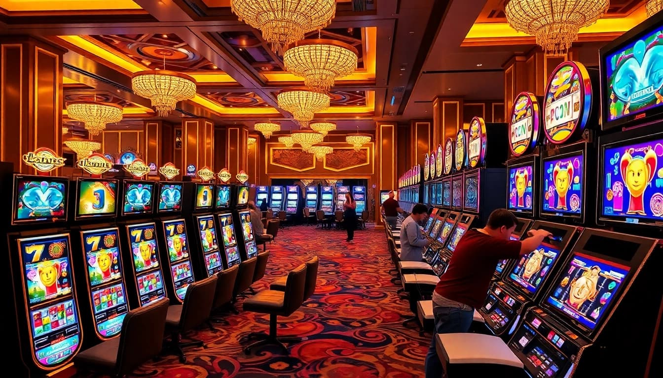 Engaged players enjoying slot pragmatic games in a vibrant casino atmosphere.