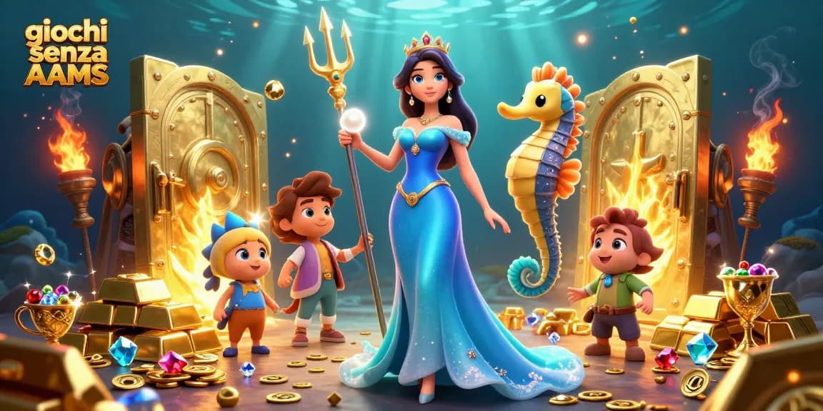 Partecipa a giochi senza AAMS con tesori lussuosi ed elementi di fantasia in questa vivace illustrazione 3D.