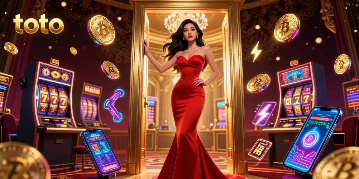 Spin the reels at toto's online slot games inside a vibrant casino atmosphere.