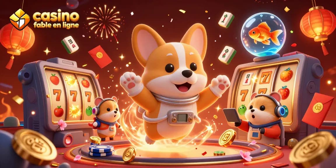 Découvrez l'univers vibrant des jeux dans un casino fiable en ligne avec un corgi astronaute.