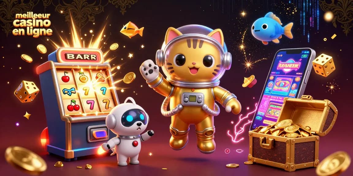 Jouez à des jeux dans le meilleur casino en ligne avec un chat astronaute et un chien robot.