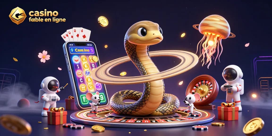 Jouer sur un casino fiable en ligne avec un serpent de Saturne et des astronautes misant sur des segments de roulette.
