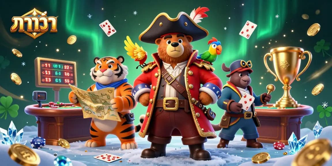 Engage in exciting baccarat gameplay with a dynamic scene featuring cartoon bear and tiger characters.