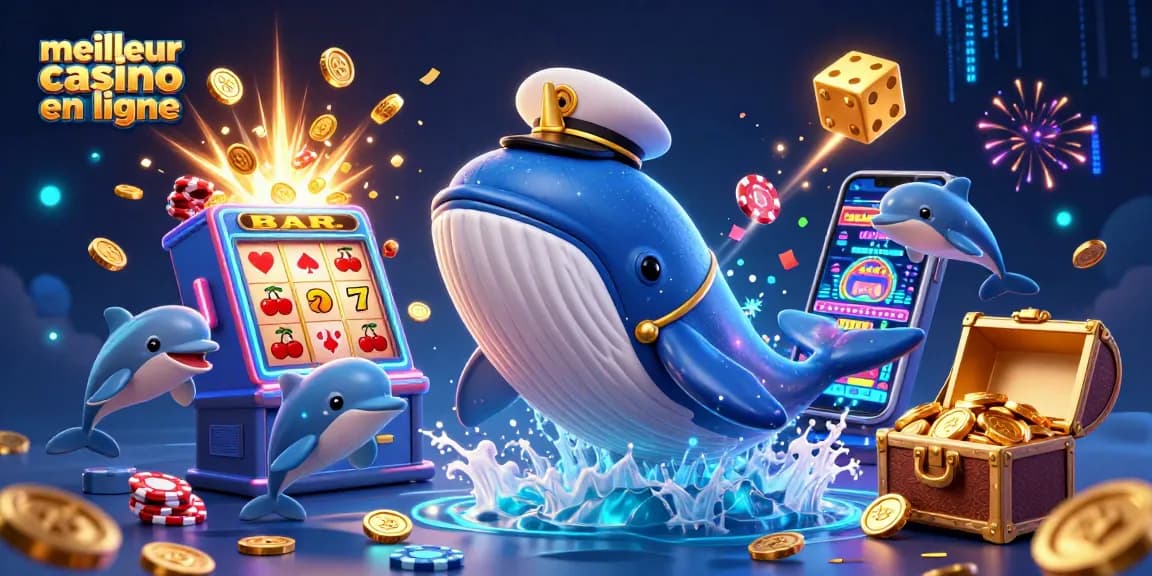Découvrez les jeux d'argent au meilleur casino en ligne avec une illustration vibrante et dynamique.