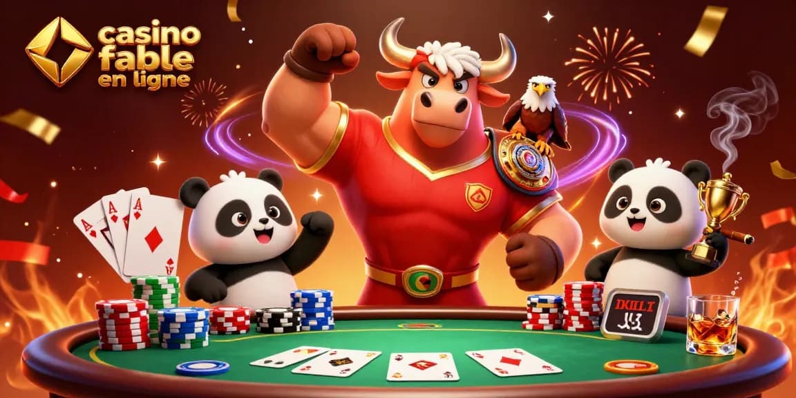 Profitez du meilleur du casino fiable en ligne avec notre mascotte de bull en victoire.