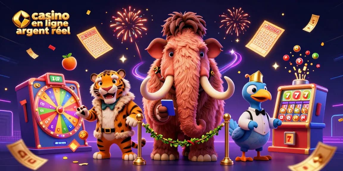 Découvrez le casino en ligne argent réel avec des personnages animés dans une ambiance festive.
