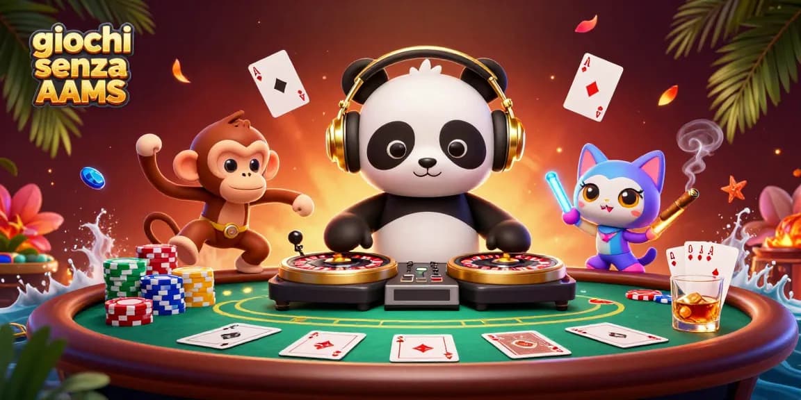 Vivi emozionanti giochi senza AAMS con elementi di casinò vivaci e personaggi animati in questa scena dinamica.