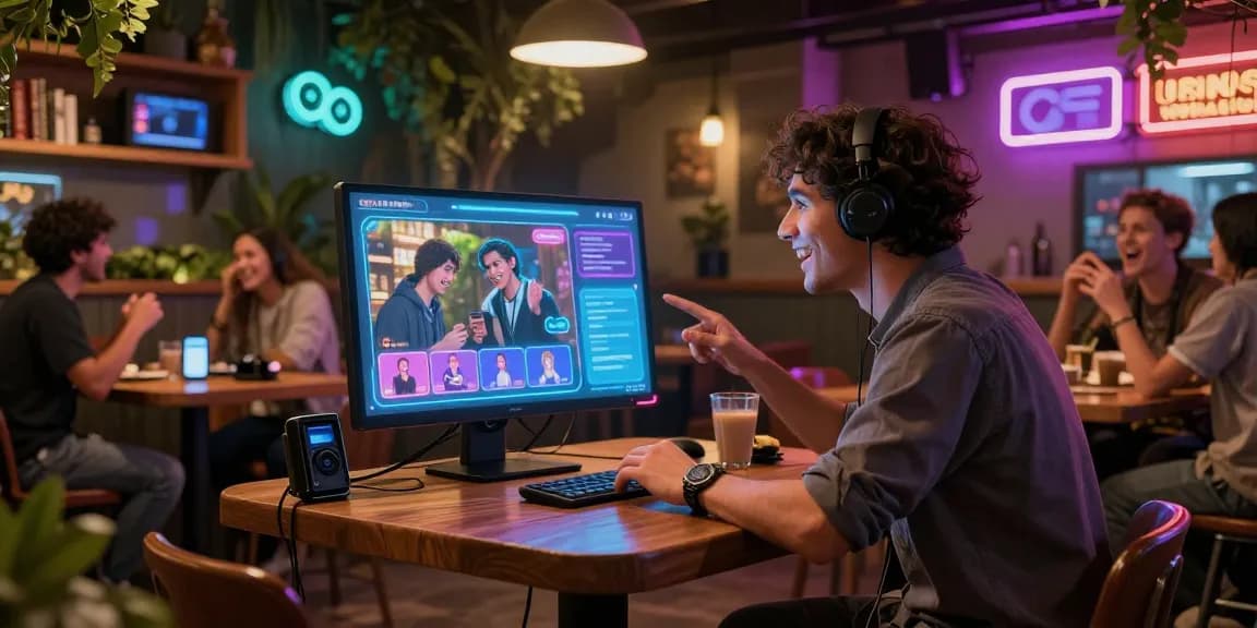 Tavern AI engaging chat scene showcasing vibrant virtual tavern with AI character interaction.