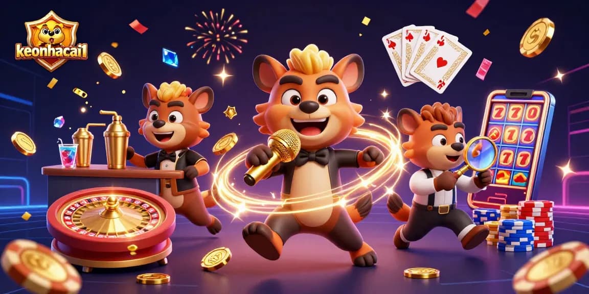 Join the fun at keonhacai1 casino club with lively hyenas, sparkling gems, and casino excitement!