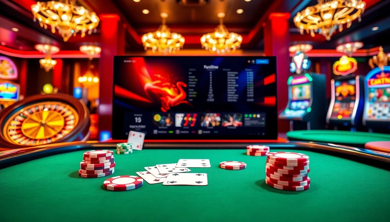 Découvrez l'excitation du casino en ligne fiable avec des jetons de poker vibrants et des cartes exposées.