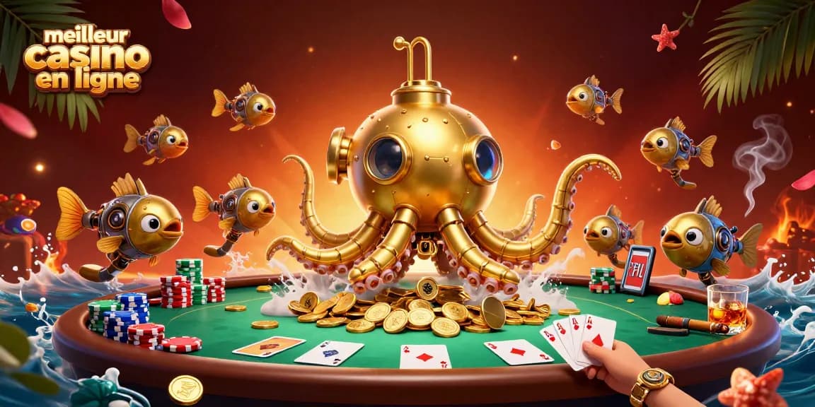 Jouer au meilleur casino en ligne avec une tempête de pièces d'or et des cartes de poker.
