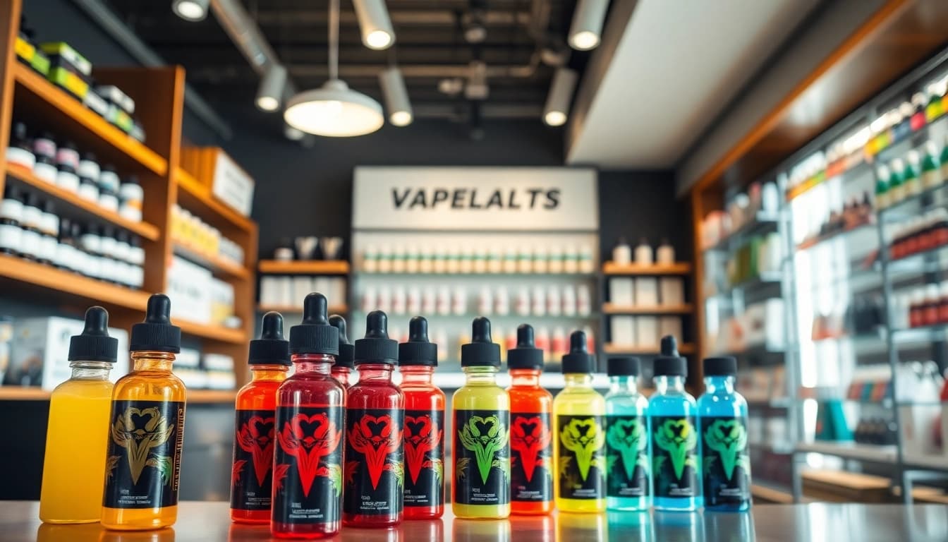 Showcasing vibrant products at vape juice depot with a welcoming store setup.