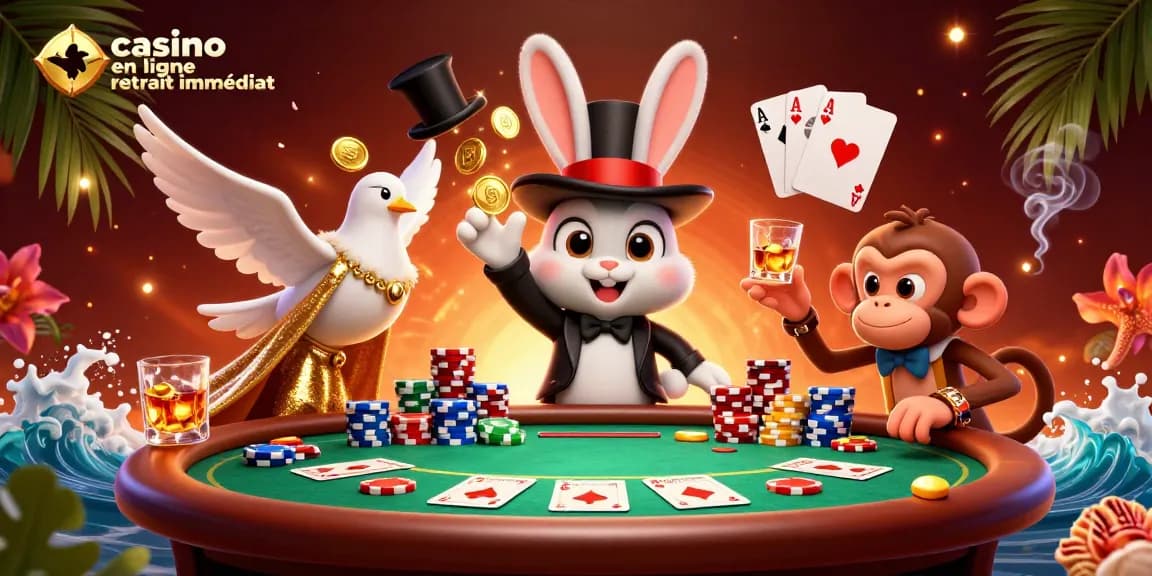 Le chatouillement des jeux de casino en ligne avec retrait immédiat, comprenant des pièces dorées et des cartes de poker.