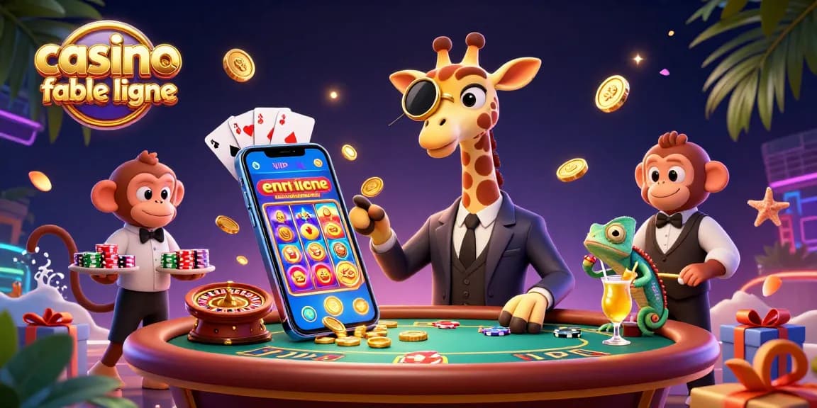 La girafe élégante sur la table de poker représentant un casino fiable en ligne avec une ambiance dynamique et luxueuse.