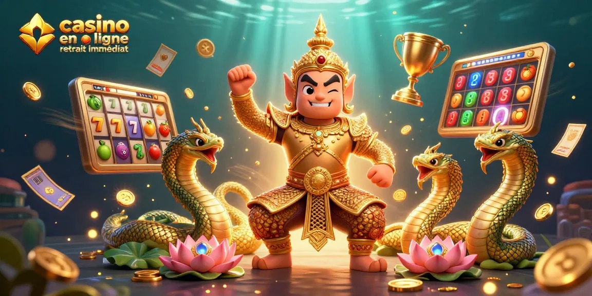 Jouez à casino en ligne retrait immédiat avec un gardien thaïlandais et des éléments de machines à sous.