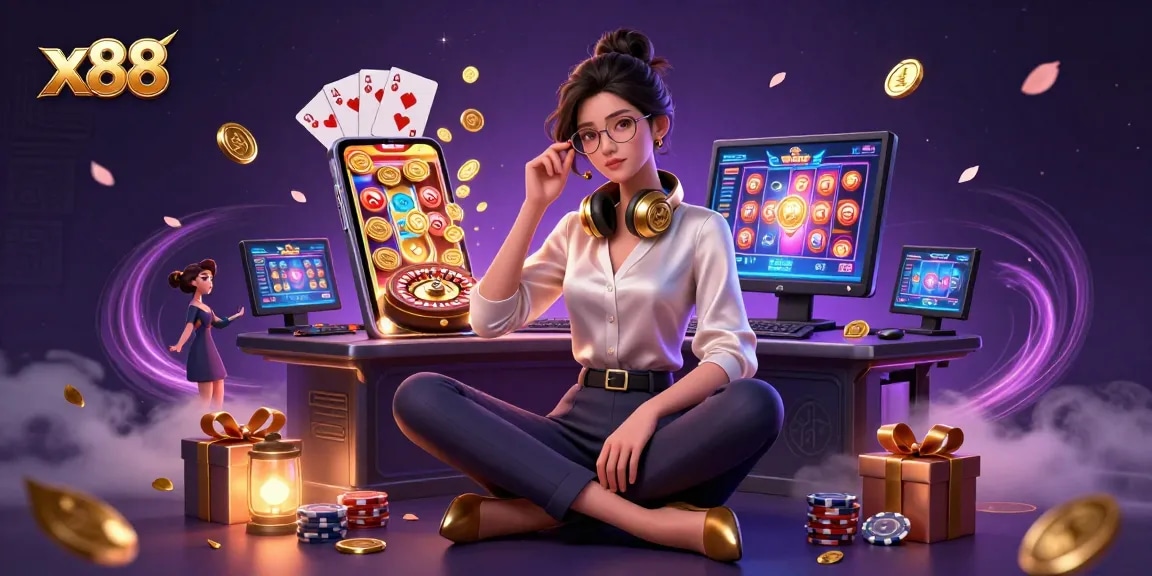 x88 - Engage in lively casino gaming environment with vibrant visuals and exciting slot action.