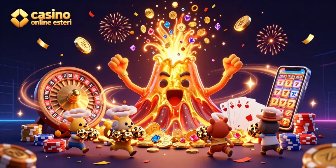 Vinci con emozione al casino online esteri e osserva i tesori volanti in un'illustrazione vivace.