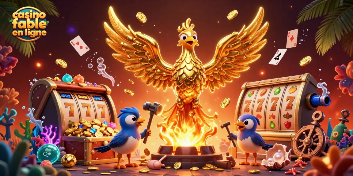 Vivre l'expérience d'un casino fiable en ligne avec une illustration de phoenix en or dans un environnement captivant.