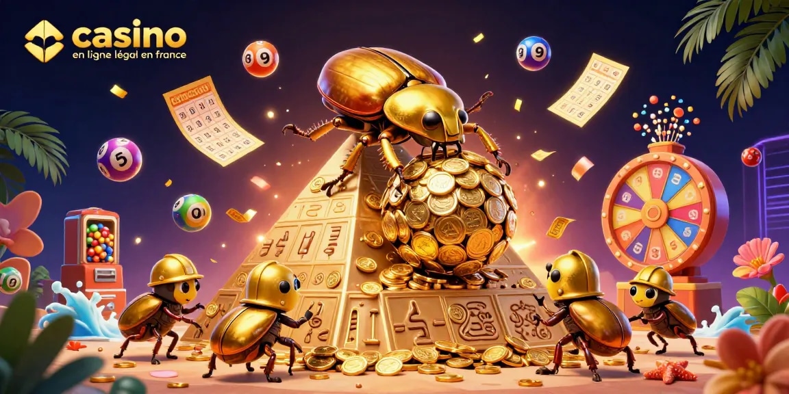 Découvrez le monde dynamique du casino en ligne légal en France avec des éléments de jeu colorés et engageants.