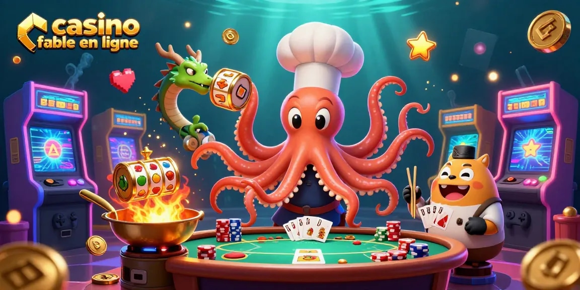Préparez-vous à découvrir un festival culinaire sous-marin avec un casino fiable en ligne, où un chef sushis et un dragon créent des plats dorés.